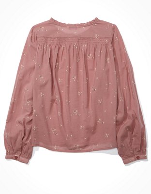 Женские рубашки American Eagle AE Ruffle Sleeve Button Up Shirt — фото 2