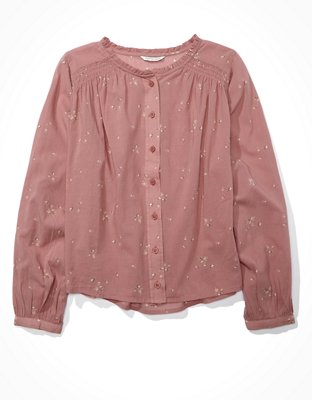 AE Ruffle Sleeve Button Up Shirt