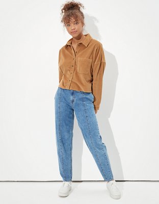 Женские рубашки American Eagle AE Corduroy Cropped Button Up Shirt — фото 4