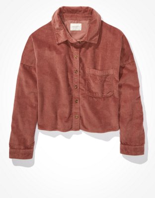 AE Corduroy Cropped Button Up Shirt