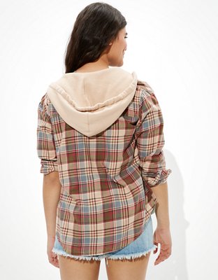 AE Oversized Hooded Flannel Shirt