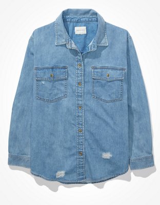 AE Oversized Denim Button-Up Shirt