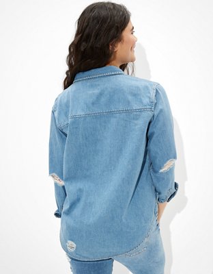 AE Oversized Denim Button-Up Shirt