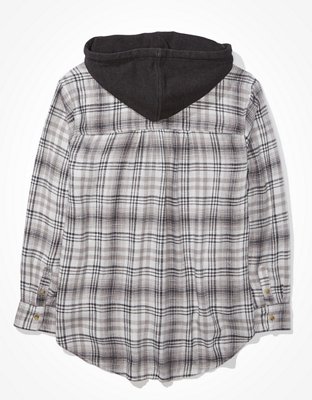 Женские рубашки American Eagle AE Oversized Hooded Flannel Shirt — фото 4