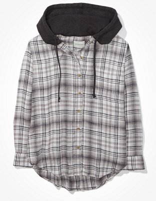 AE Oversized Hooded Flannel Shirt