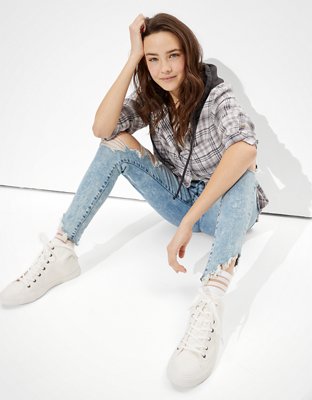 Женские рубашки American Eagle AE Oversized Hooded Flannel Shirt — фото 5