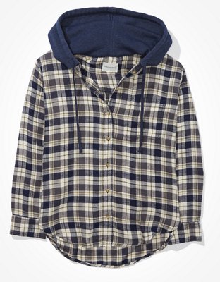 plaid hooded flannel shirt