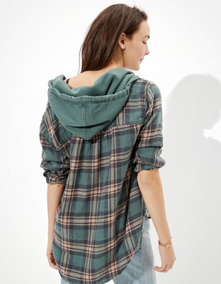 AE Oversized Hooded Flannel Shirt