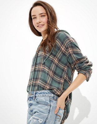 AE Oversized Plaid Flannel Shirt