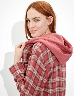 plaid hooded flannel shirt