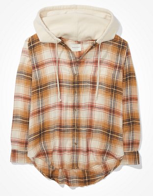 AE Oversized Hooded Flannel Shirt