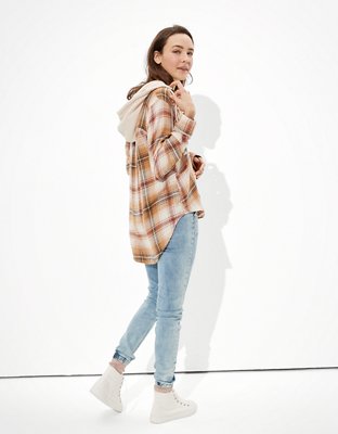 AE Oversized Hooded Flannel Shirt