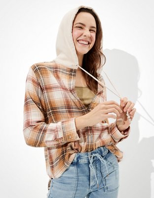 AE Oversized Hooded Flannel Shirt
