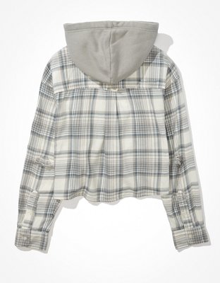 AE Cropped Hooded Flannel Shirt
