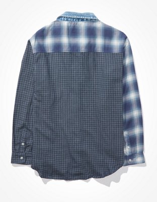 AE Mixed Plaid Button-Up Shirt