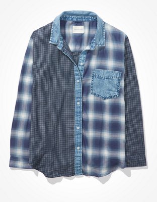 AE Mixed Plaid Button-Up Shirt
