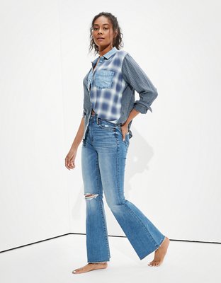 AE Mixed Plaid Button-Up Shirt