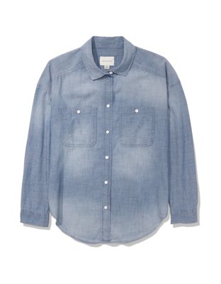 AE Camisa de denim con botones