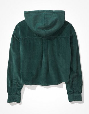 Женские рубашки American Eagle AE Hooded Cropped Corduroy Button-Up Shirt — фото 4