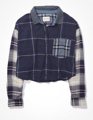 Женские рубашки American Eagle AE Cropped Flannel Shirt — фото 3