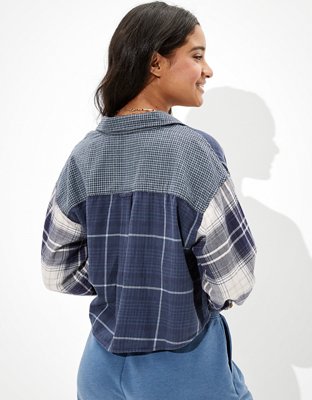 Женские рубашки American Eagle AE Cropped Flannel Shirt — фото 2