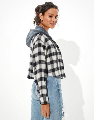 AE Cozy Cabin Cropped Hoodie Flannel