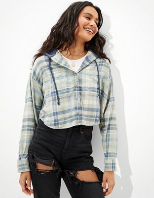 AE Cozy Cabin Cropped Hoodie Flannel