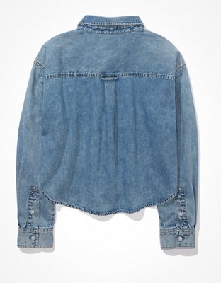 AE Cropped Denim Button-Up Shirt