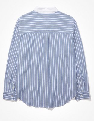AE Striped Oversized Oxford Button-Up Shirt