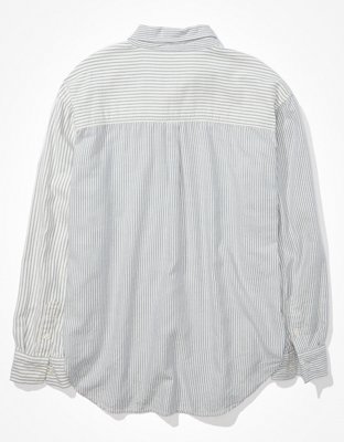 AE Striped Oversized Oxford Button-Up Shirt