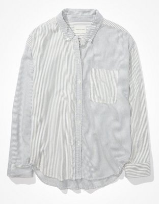 AE Striped Oversized Oxford Button-Up Shirt