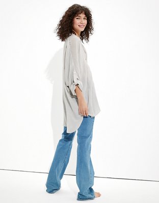 Женские рубашки American Eagle AE Oversized Beach Shirt — фото 2