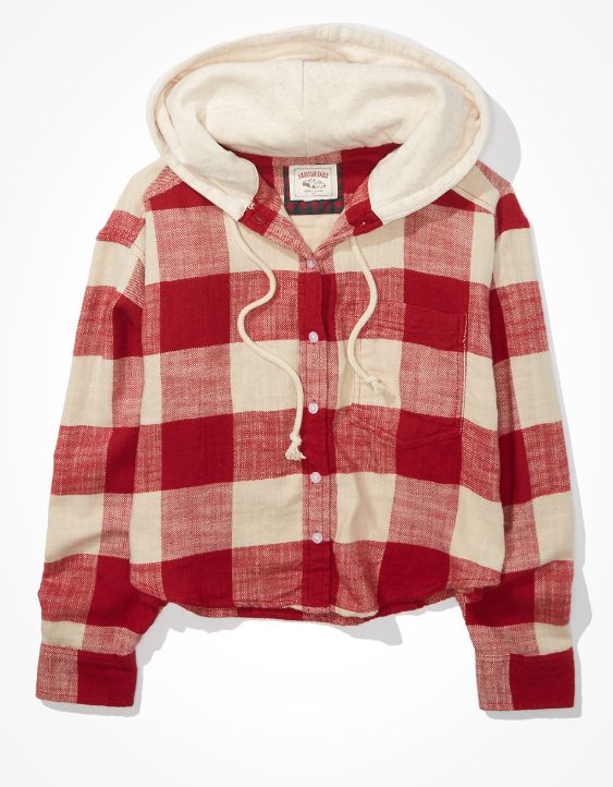 AE Cozy Cabin Cropped Hoodie Flannel