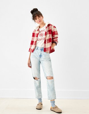 AE Cozy Cabin Cropped Hoodie Flannel