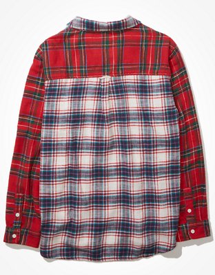 AE Oversized Plaid Button-Up Shirt