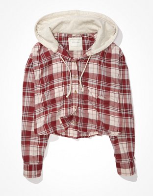 AE Cozy Cabin Cropped Hoodie Flannel