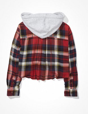 AE Cozy Cabin Cropped Hoodie Flannel