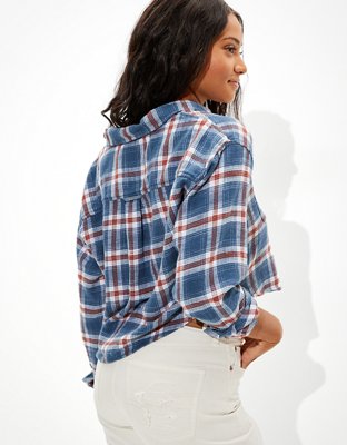 Женские топы American Eagle AE Cozy Cabin Cropped Flannel — фото 3
