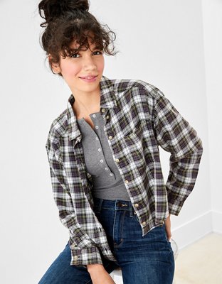 AE Cozy Cabin Cropped Flannel