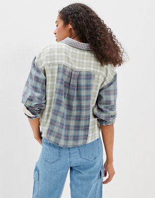AE Cropped Flannel Shirt