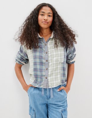 AE Cropped Flannel Shirt