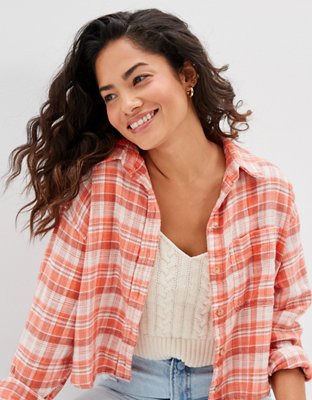 AE Cropped Flannel Shirt