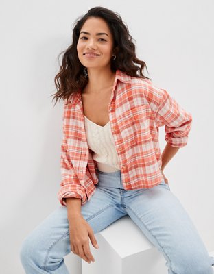 AE Cropped Flannel Shirt