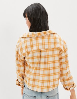 AE Cropped Flannel Shirt