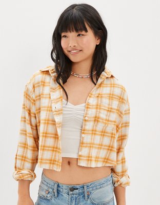 AE Cropped Flannel Shirt