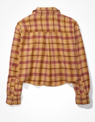 AE Cropped Flannel Shirt