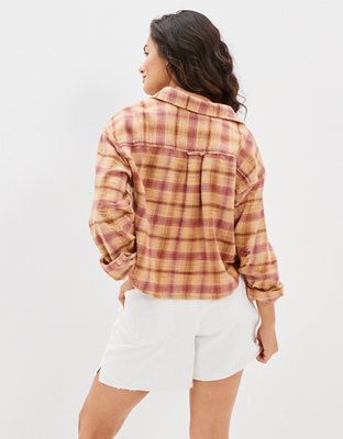 AE Cropped Flannel Shirt