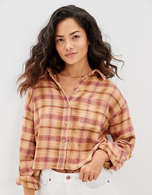 AE Cropped Flannel Shirt