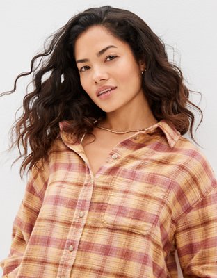 AE Cropped Flannel Shirt