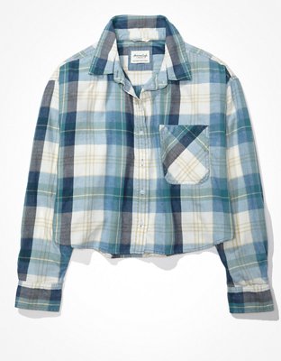 AE Cropped Flannel Shirt